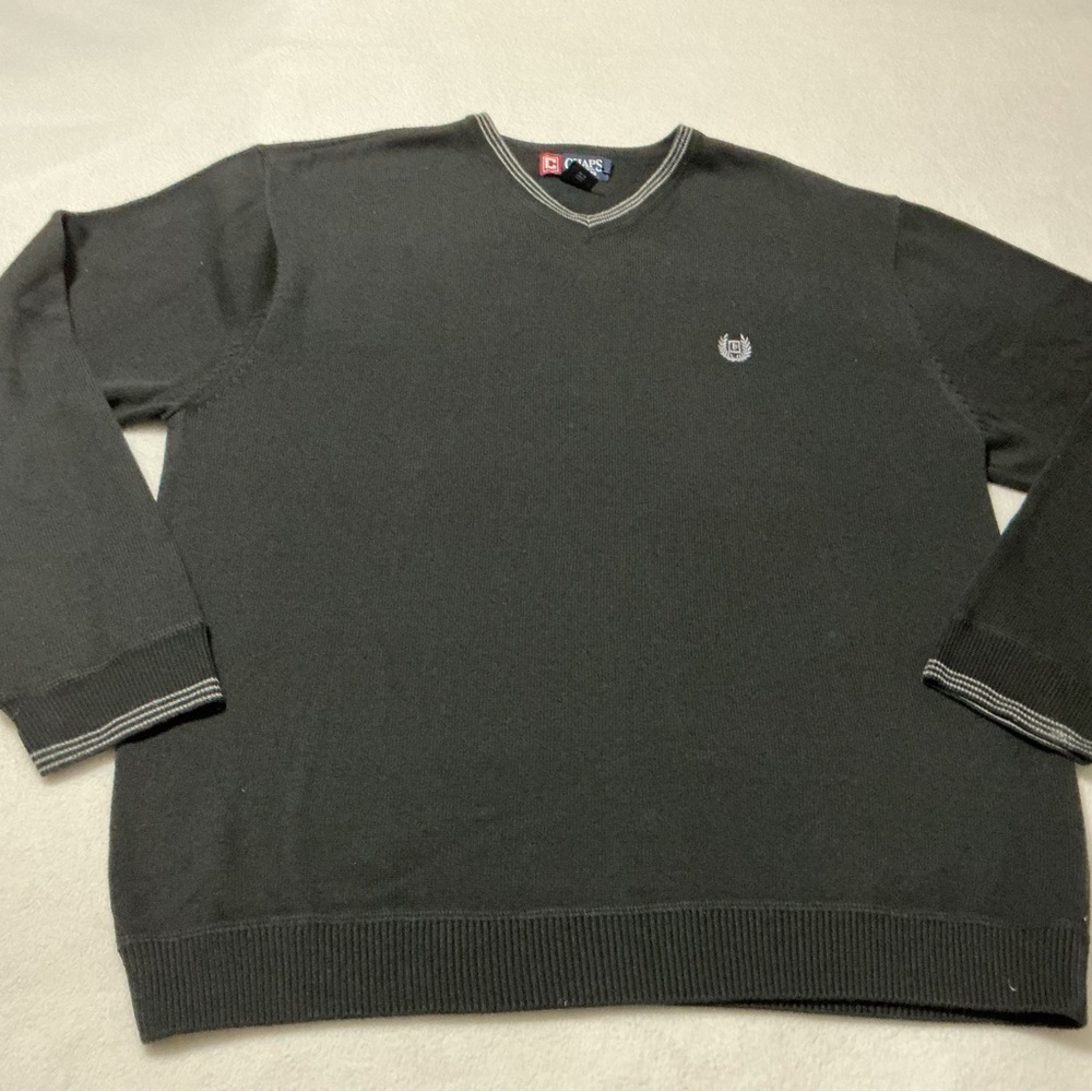 Chaps Men's black V-Neck Sweater size large - Picture 2 of 9